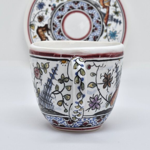 Hand Painted Carlos Tomas Pottery Demitasse Cup / Saucer, Coimbra, Portugal - Picture 4 of 10